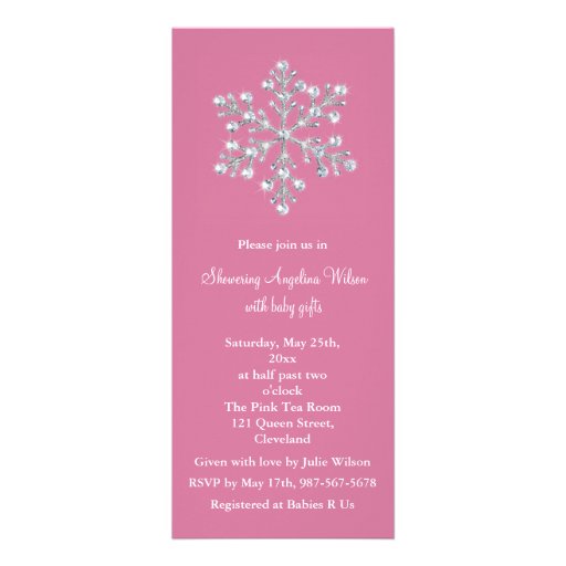Crystal Snowflake Baby Shower Invitation (pink)