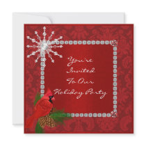 CRYSTAL SNOWFLAKE INVITATION ON DAMASK HOLIDAY DES