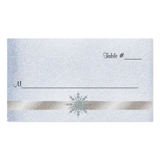 Crystal Snowflake Wedding Reception Place Card Business Cards (front side)