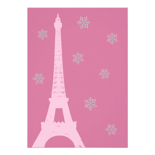 Crystal Snowflakes in Paris (pink) Invite