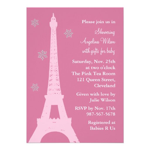 Crystal Snowflakes in Paris (pink) Invite