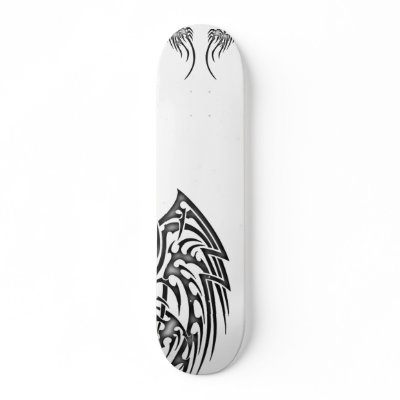 Crystal White Tribal Board Custom Skate Board by Stafare