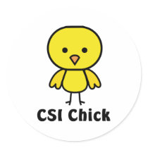 CSI Chick Round Sticker
