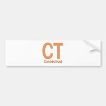 CT Connecticut plain orange Bumper Sticker