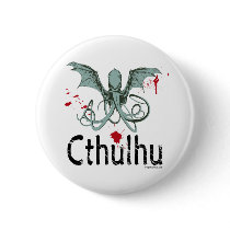 Cthulhu horror vector art pinback buttons