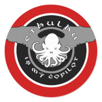 Cthulhu is my Copilot Sticker (red) stickers