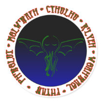 Cthulhu Sleeps - Round Sticker by seonaidh Cthulhu Sleeps - Round Sticker