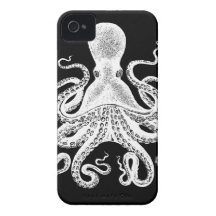 Cthulu Kraken Octopus - Victorian Image on Black Case-Mate iPhone 4 Case