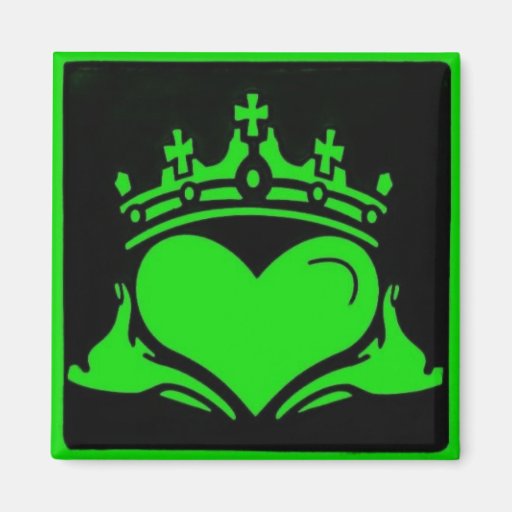 Cuadrado verde y negro de Claddagh Imanes De Nevera