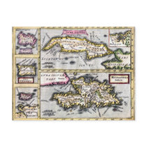 Cuba and Hispaniola Antique Map Postcard by AntiqueImages Cuba and Hispaniola Antique Map Postcard