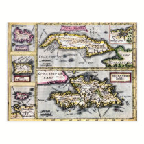 Cuba and Hispaniola Antique Map Postcard postcards