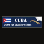 Cuba Flag Map Text Bumper Sticker