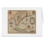 Cuba & Florida Map 1591 Greeting Cards