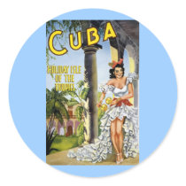 CUBA HOLIDAY ISLAND OF THE TROPICS ROUND STICKERS