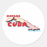 Cuba Map Round Stickers