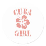 Cuba Pink Girl Round Sticker