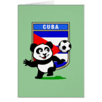 This adorable little panda is too cute! He's featured in front of a large flag from Cuba and ready to play football and score some goals. This cute design is perfect for football players and soccer fans.