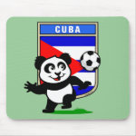 This adorable little panda is too cute! He's featured in front of a large flag from Cuba and ready to play football and score some goals. This cute design is perfect for football players and soccer fans.
