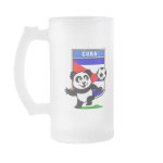 This adorable little panda is too cute! He's featured in front of a large flag from Cuba and ready to play football and score some goals. This cute design is perfect for football players and soccer fans.