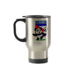 This adorable little panda is too cute! He's featured in front of a large flag from Cuba and ready to play football and score some goals. This cute design is perfect for football players and soccer fans.