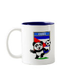 This adorable little panda is too cute! He's featured in front of a large flag from Cuba and ready to play football and score some goals. This cute design is perfect for football players and soccer fans.