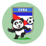 This adorable little panda is too cute! He's featured in front of a large flag from Cuba and ready to play football and score some goals. This cute design is perfect for football players and soccer fans.