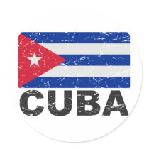 Cuba Vintage Flag Round Sticker