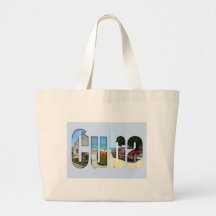 Cuba with different scenes in the letters tote bag