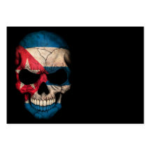 Cuban Flag Skull on Black Business Card