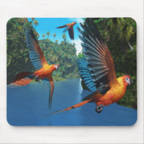 bird, avian, parrot, tropical., colorful, feathers, flight, fly, wing, species, vertebrate, bipedal, warm-blooded, egg-laying, nest, tetrapod, beak, jungle, tropics, plumage, cuban, red, macaw, Mouse pad with custom graphic design