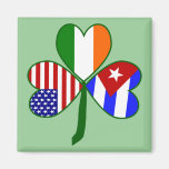 Cuban Shamrock Green Background Fridge Magnets