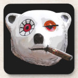Cuban Teddy Bear with Cigar, Black Back Drink Coasters
