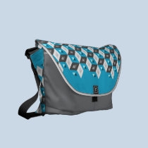 Cube Pattern Optical Illusion Aqua Coal bag messenger bags