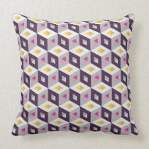 Cube Pattern Optical Illusion Purple Grey Pillow pillows