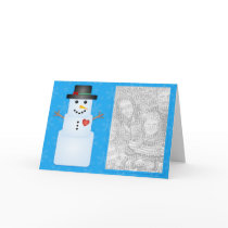 Cubed Snowman With Heart Holiday Photo Card