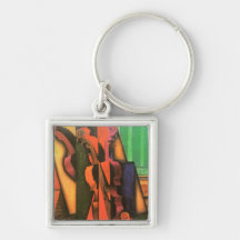 Cubist art Violin and Guitar painting by Juan Gris Keychain