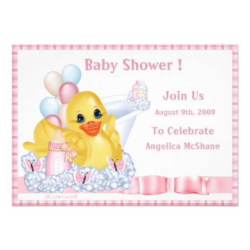 CuddleCreek® BathTimeDuck Shower Invitation (front side)