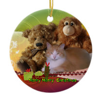 Cuddles Christmas Cat and Toys Christmas Ornament