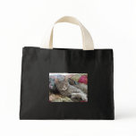 Cuddles on pillow tote bad in black bags