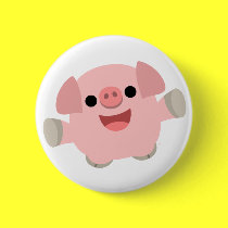 Cuddly Cartoon Pig Button Badge by Lioness_Graphics Cuddly Cartoon Pig Button Badge