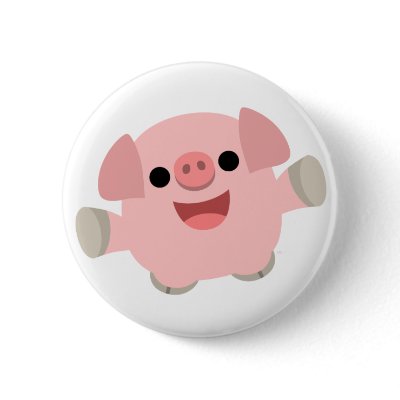 Cuddly Cartoon Pig Button Badge by Lioness_Graphics