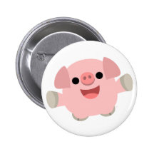 Cuddly Cartoon Pig Button Badge