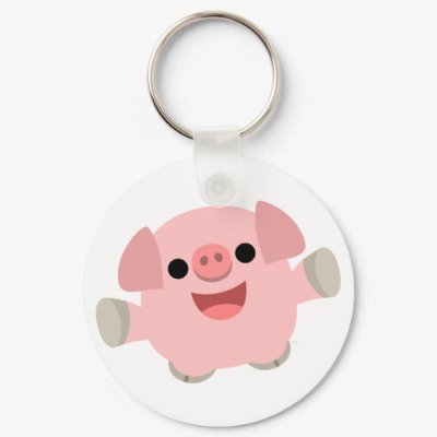 Cuddly Cartoon Pig keychain by Lioness_Graphics