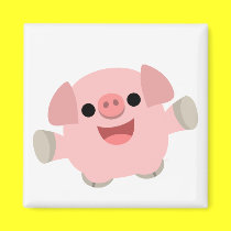 Cuddly Cartoon Pig magnet by Lioness_Graphics Cuddly Cartoon Pig magnet