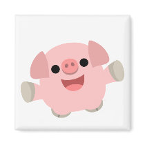 Cuddly Cartoon Pig magnet by Lioness_Graphics Cuddly Cartoon Pig magnet