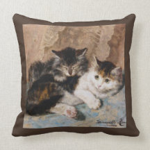 Cuddly Kittens Best of Friends Vintage Art Pillow