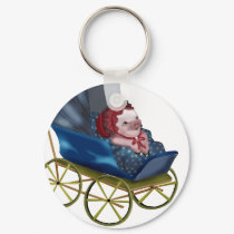 Cuddly Piglet White Keychain