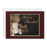 Cuddly Teddy Bear &amp; Baby Shoes Invitation