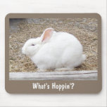 Cuddly White Bunny Mouse Pad