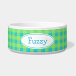 Cuenco azul personalizado del mascota de la guinga boles para gatos